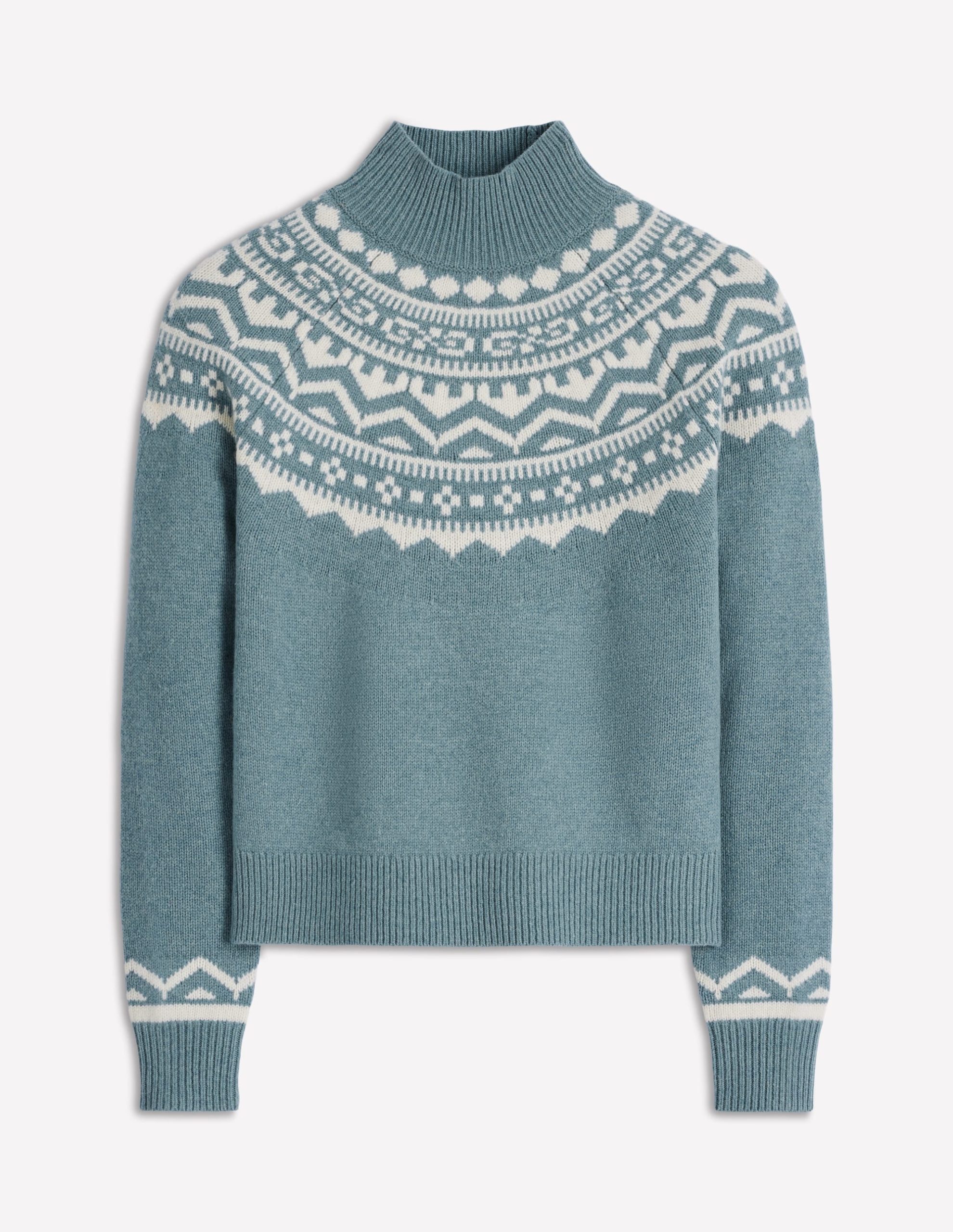 Marion Merino Rib Neck Sweater-Cloud Blue, Fair Isle - Image 6