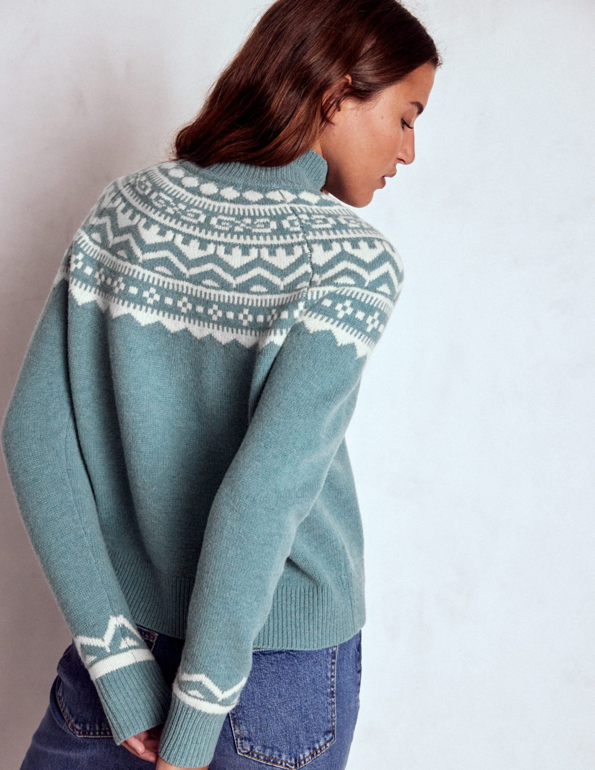 Marion Merino Rib Neck Sweater-Cloud Blue, Fair Isle - Image 3