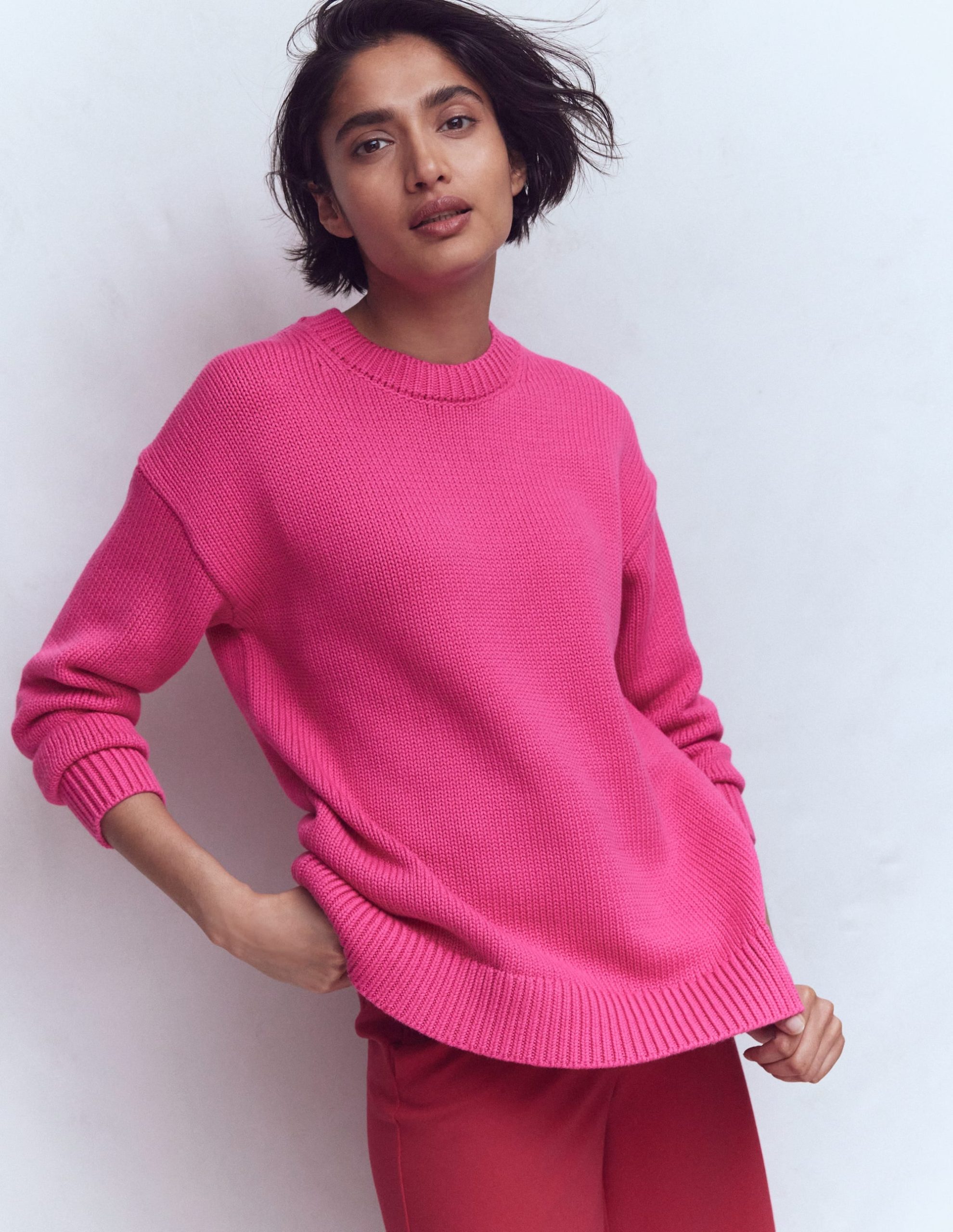 Lucy Oversized Cotton Jumper-Pink Peony - Image 4