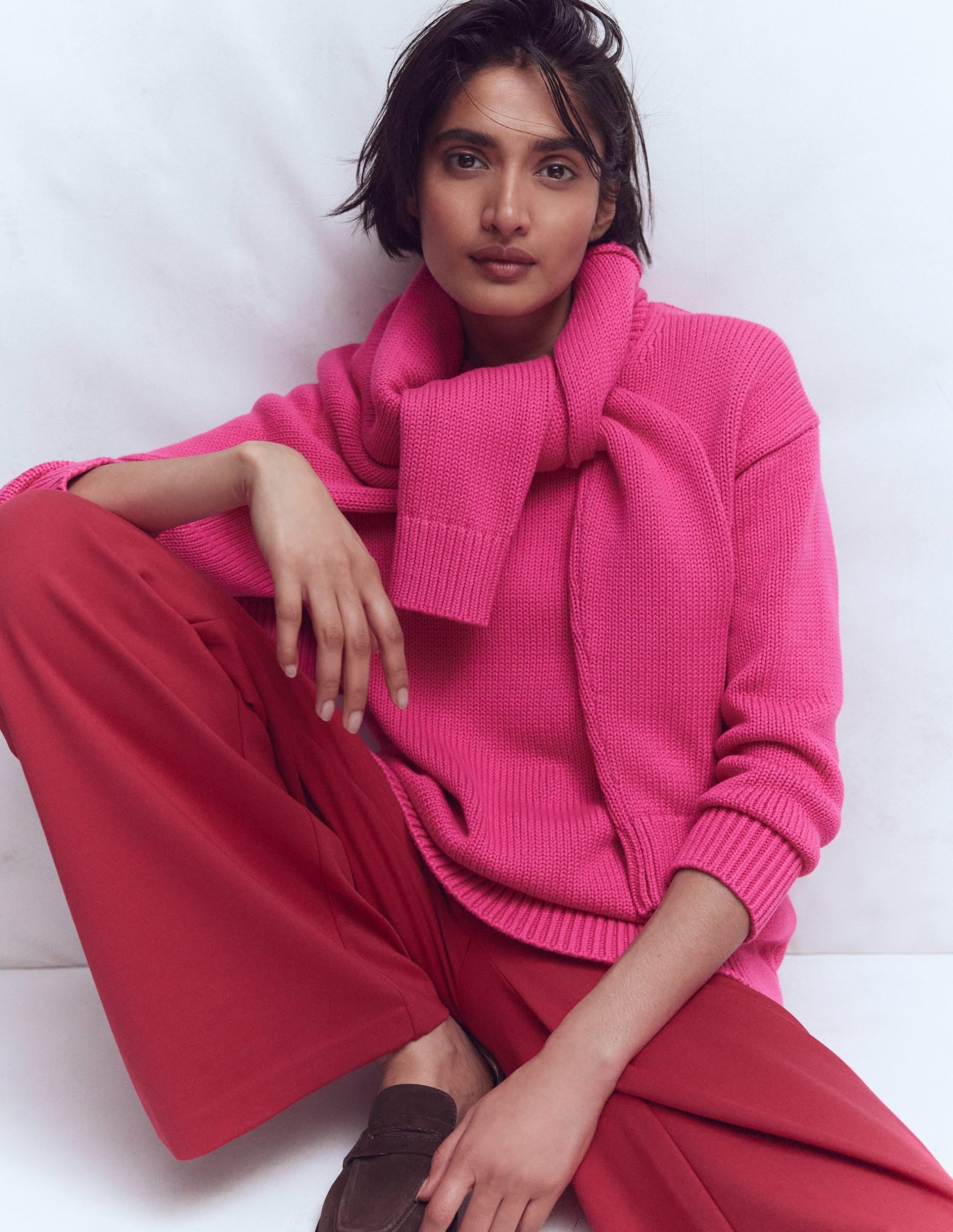 Lucy Oversized Cotton Jumper-Pink Peony - Image 5