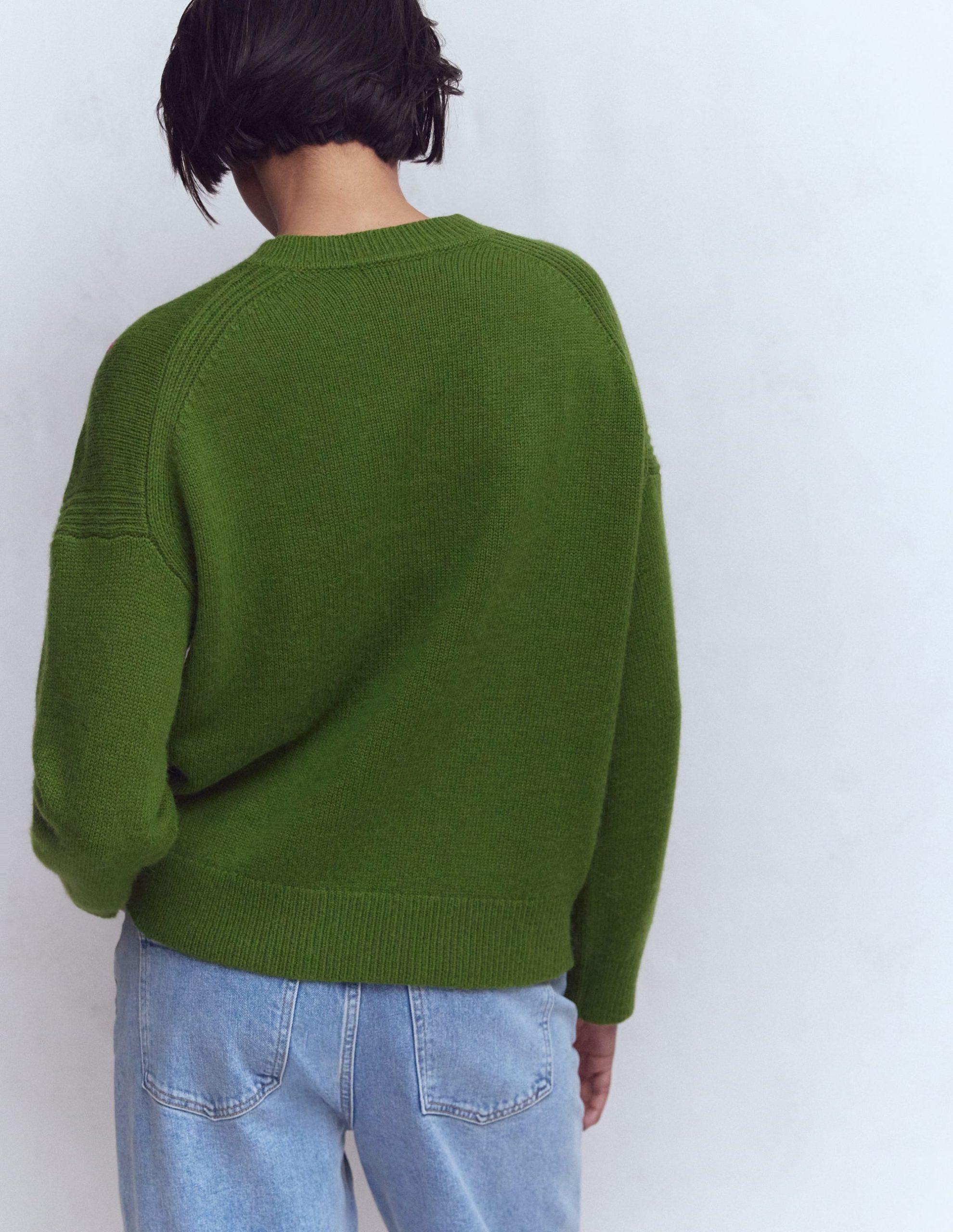 Isa Embroidered Sweater-Herb Garden, Green Flowers - Image 3