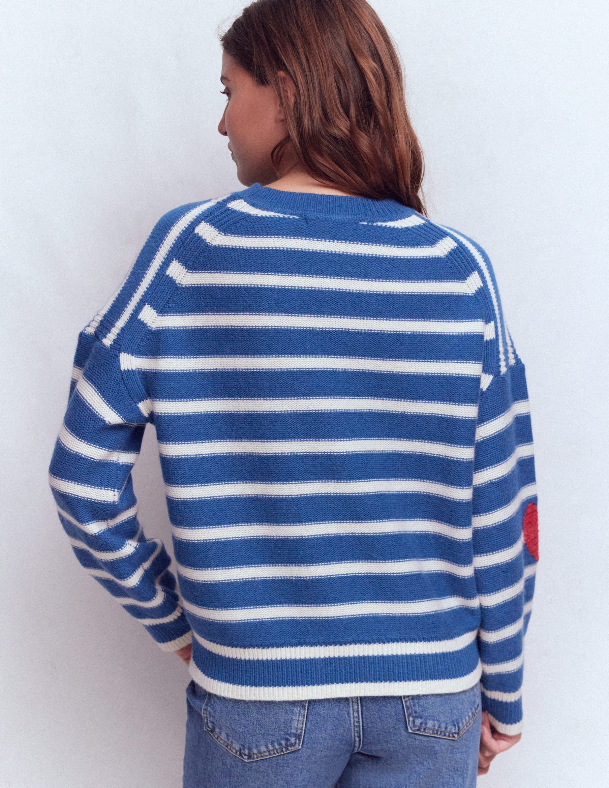 Isa Embroidered Sweater-Delft Blue Hearts - Image 3