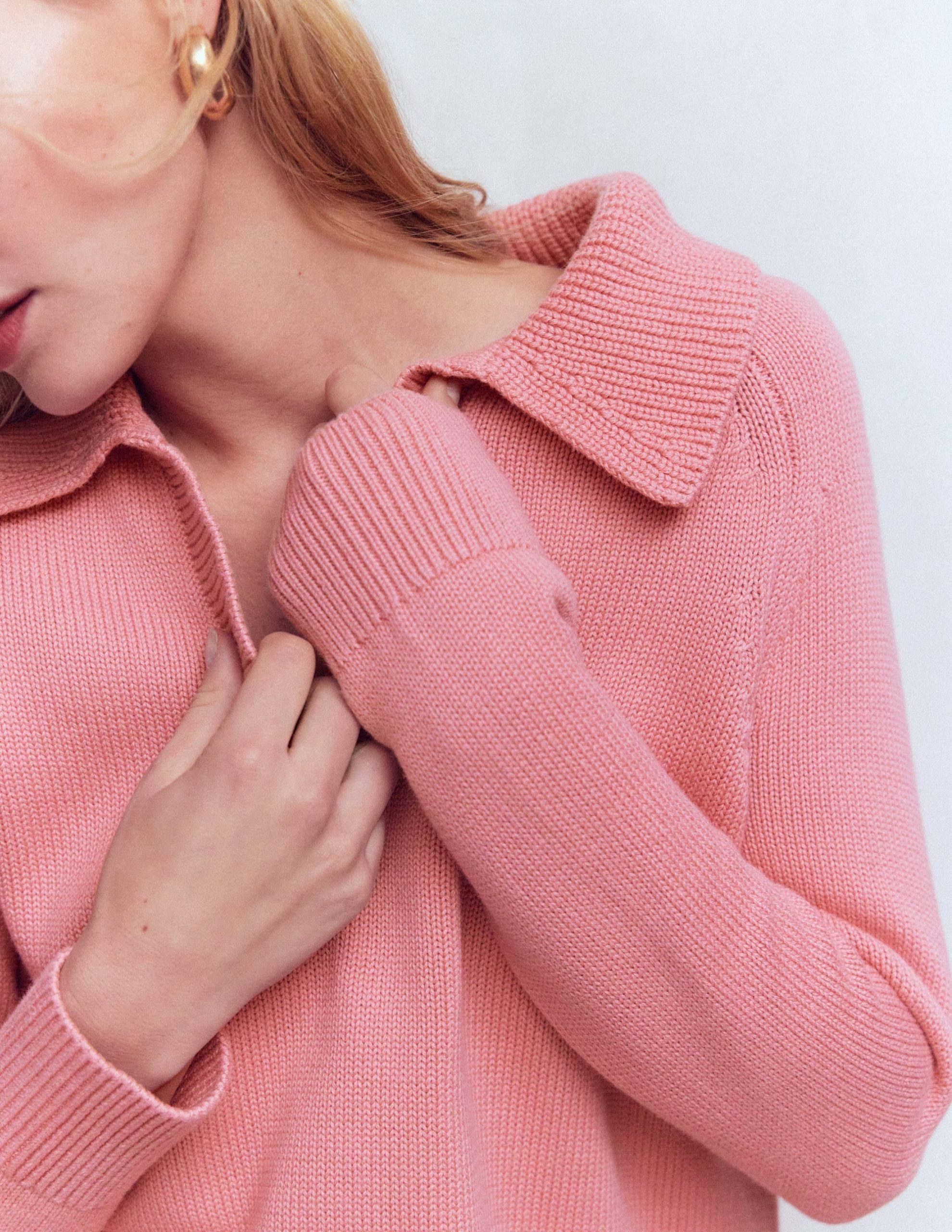 Cotton Henley Sweater-Dusty Rose - Image 2