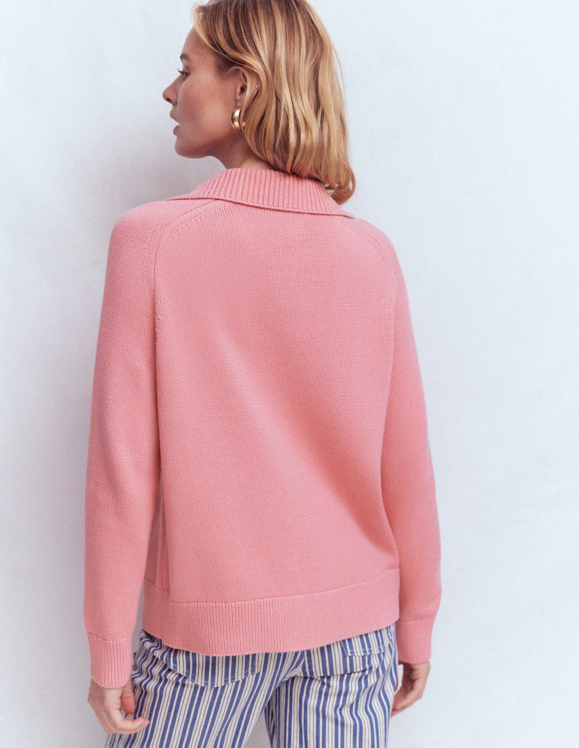 Cotton Henley Sweater-Dusty Rose - Image 3