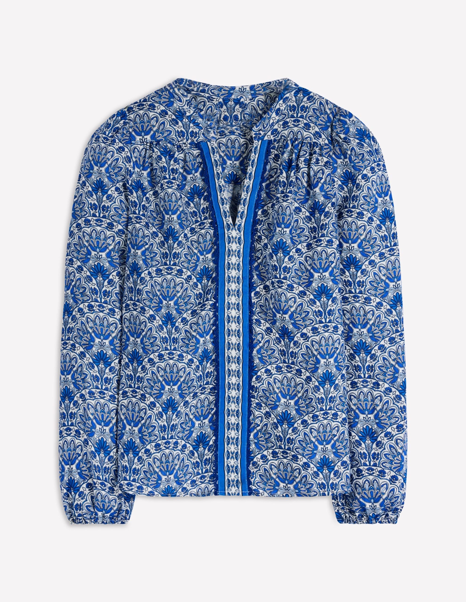 Linen Trim Insert Top-Blue, Elaborate Terrace - Image 5